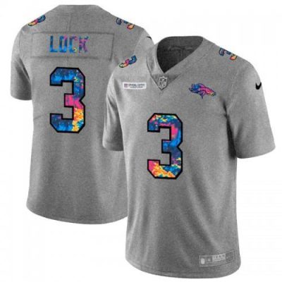 Denver Denver Broncos #3 Drew Lock Nike Multi-Color 2020 NFL Crucial Catch NFL Jersey Greyheather