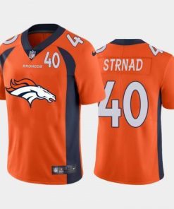 Denver Denver Broncos #40 Justin Strnad Orange Nike Big Team Logo Player Vapor Limited NFL Jersey