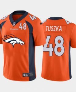 Denver Denver Broncos #48 Derrek Tuszka Orange Nike Big Team Logo Player Vapor Limited NFL Jersey
