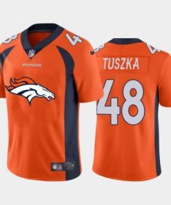 Denver Denver Broncos #48 Derrek Tuszka Orange Nike Big Team Logo Vapor Limited NFL Jersey