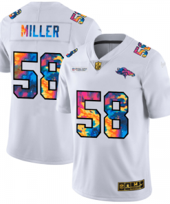 Denver Denver Broncos #58 Von Miller White Nike Multi-Color 2020 NFL Crucial Catch Limited NFL Jersey
