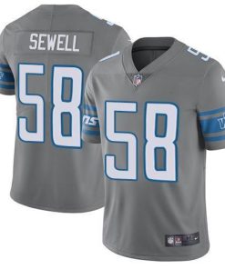 Detroit Lions #58 Penei Sewell Gray Stitched NFL Limited Rush Jersey
