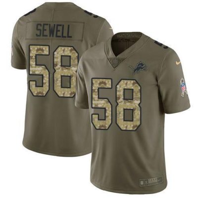 Detroit Lions #58 Penei Sewell Olive/Camo Stitched NFL Limited 2017 Salute To Service Jersey