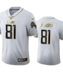 Detroit Lions #81 Calvin Johnson Nike White Golden Edition Vapor Limited NFL 100 Jersey