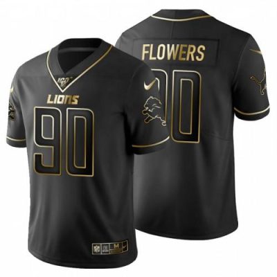 Detroit Lions #90 Trey Flowers Nike Black Golden Limited NFL 100 Jersey