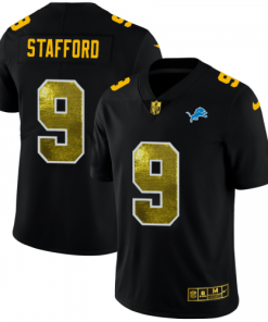 Detroit Lions #9 Matthew Stafford Black Nike Golden Sequin Vapor Limited NFL Jersey