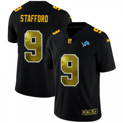 Detroit Lions #9 Matthew Stafford Black Nike Golden Sequin Vapor Limited NFL Jersey