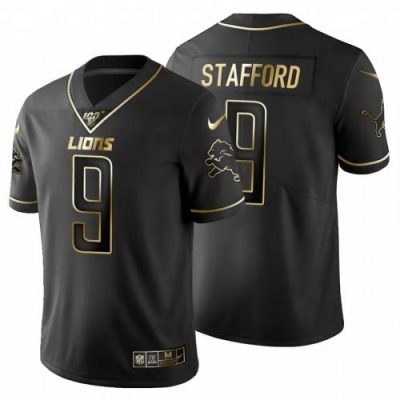 Detroit Lions #9 Matthew Stafford Nike Black Golden Limited NFL 100 Jersey