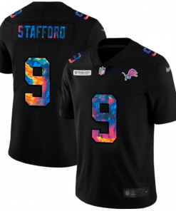 Detroit Lions #9 Matthew Stafford Nike Multi-Color Black 2020 NFL Crucial Catch Vapor Untouchable Limited Jersey