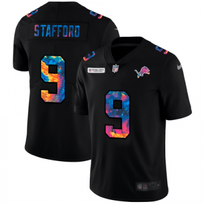 Detroit Lions #9 Matthew Stafford Nike Multi-Color Black 2020 NFL Crucial Catch Vapor Untouchable Limited Jersey