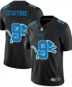Detroit Lions #9 Matthew Stafford Nike Team Logo Dual Overlap Limited NFL Jersey Black