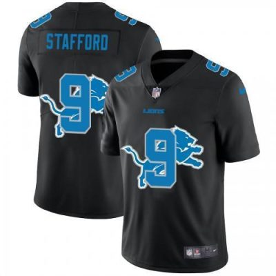 Detroit Lions #9 Matthew Stafford Nike Team Logo Dual Overlap Limited NFL Jersey Black