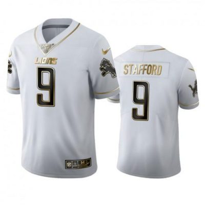 Detroit Lions #9 Matthew Stafford Nike White Golden Edition Vapor Limited NFL 100 Jersey