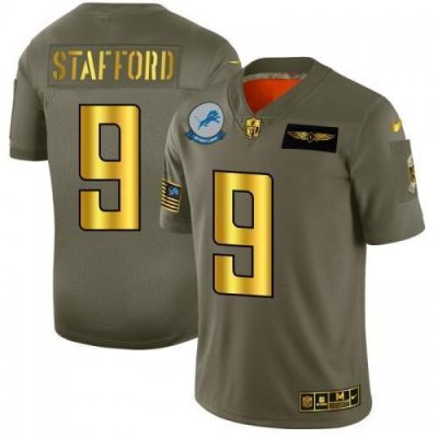 Detroit Lions #9 Matthew Stafford NFL Nike Olive Gold 2019 Salute to Service Limited Jersey