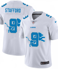 Detroit Lions #9 Matthew Stafford White Nike Team Logo Dual Overlap Limited NFL Jersey