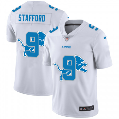 Detroit Lions #9 Matthew Stafford White Nike Team Logo Dual Overlap Limited NFL Jersey