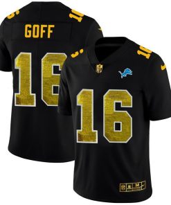 Detroit Lions #16 Jared Goff Black Nike Golden Sequin Vapor Limited NFL Jersey
