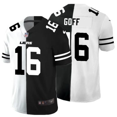 Detroit Lions #16 Jared Goff Black V White Peace Split Nike Vapor Untouchable Limited NFL Jersey