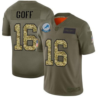 Detroit Lions #16 Jared Goff Nike 2019 Olive Camo Salute To Service Limited NFL Jersey