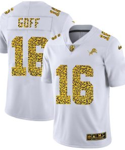 Detroit Lions #16 Jared Goff Nike Flocked Leopard Print Vapor Limited NFL Jersey White