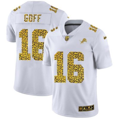 Detroit Lions #16 Jared Goff Nike Flocked Leopard Print Vapor Limited NFL Jersey White