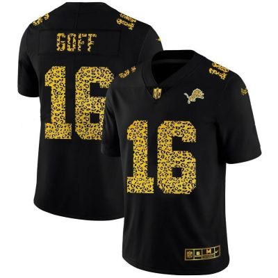 Detroit Lions #16 Jared Goff Nike Leopard Print Fashion Vapor Limited NFL Jersey Black