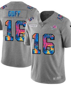 Detroit Lions #16 Jared Goff Nike Multi-Color 2020 NFL Crucial Catch NFL Jersey Greyheather
