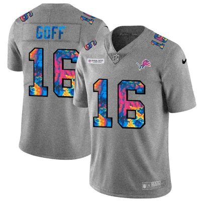 Detroit Lions #16 Jared Goff Nike Multi-Color 2020 NFL Crucial Catch NFL Jersey Greyheather