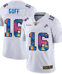 Detroit Lions #16 Jared Goff White Nike Multi-Color 2020 NFL Crucial Catch Limited NFL Jersey