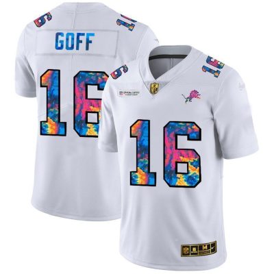 Detroit Lions #16 Jared Goff White Nike Multi-Color 2020 NFL Crucial Catch Limited NFL Jersey