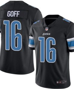 Detroit Lions #16 Jared Goff Black Stitched NFL Limited Rush Jersey