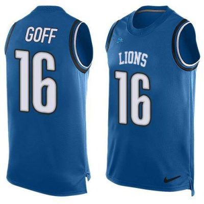 Detroit Lions #16 Jared Goff Blue Team Color Stitched NFL Limited Tank Top Jersey