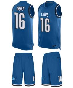 Detroit Lions #16 Jared Goff Blue Team Color Stitched NFL Limited Tank Top Suit Jersey