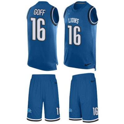 Detroit Lions #16 Jared Goff Blue Team Color Stitched NFL Limited Tank Top Suit Jersey