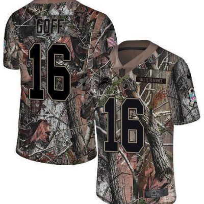 Detroit Lions #16 Jared Goff Camo Stitched NFL Limited Rush Realtree Jersey