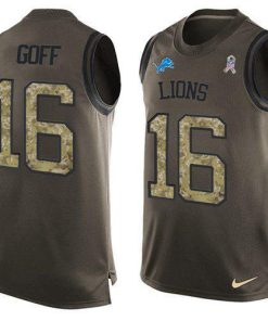 Detroit Lions #16 Jared Goff Green Stitched NFL Limited Salute To Service Tank Top Jersey