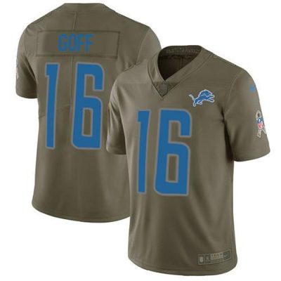 Detroit Lions #16 Jared Goff Olive Stitched NFL Limited 2017 Salute To Service Jersey