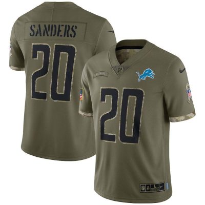 Detroit Lions #20 Barry Sanders Nike 2022 Salute To Service Limited Jersey - Olive