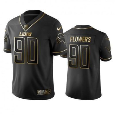 Detroit Lions #90 Trey Flowers Stitched NFL Vapor Untouchable Limited Black Golden Jersey
