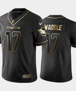 Dolphins #17 Jaylen Waddle Stitched NFL Vapor Untouchable Limited Black Golden Jersey