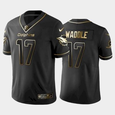 Dolphins #17 Jaylen Waddle Stitched NFL Vapor Untouchable Limited Black Golden Jersey
