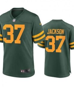 Green Bay Packers #37 Josh Jackson Nike Alternate Game Player Jersey - Green