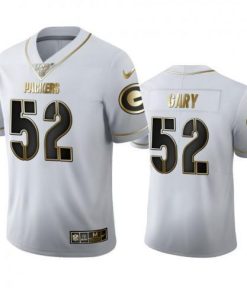 Green Bay Packers #52 Rashan Gary Nike White Golden Edition Vapor 100 Jersey