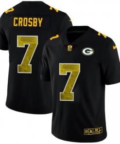 Green Bay Packers #7 Mason Crosby Black Nike Golden Sequin Vapor Jersey