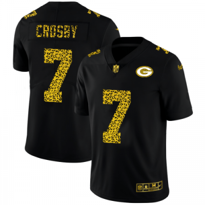 Green Bay Packers #7 Mason Crosby Nike Leopard Print Fashion Vapor Jersey Black