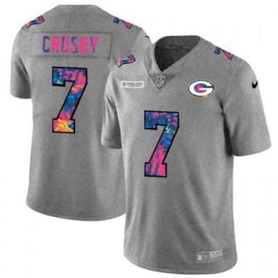 Green Bay Packers #7 Mason Crosby Nike Multi-Color 2020 Crucial Catch Jersey Greyheather