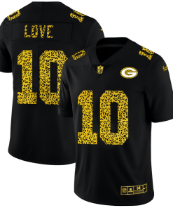 Green Bay Packers #10 Jordan Love Nike Leopard Print Fashion Vapor Jersey Black