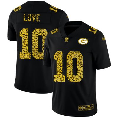 Green Bay Packers #10 Jordan Love Nike Leopard Print Fashion Vapor Jersey Black