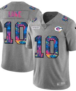 Green Bay Packers #10 Jordan Love Nike Multi-Color 2020 Crucial Catch Jersey Greyheather