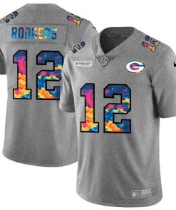 Green Bay Packers #12 Aaron Rodgers Nike Multi-Color 2020 Crucial Catch Jersey Greyheather